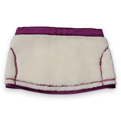 Dolce & Gabbana White Purple Cashmere Fleece Neck Warmer Scarf In White