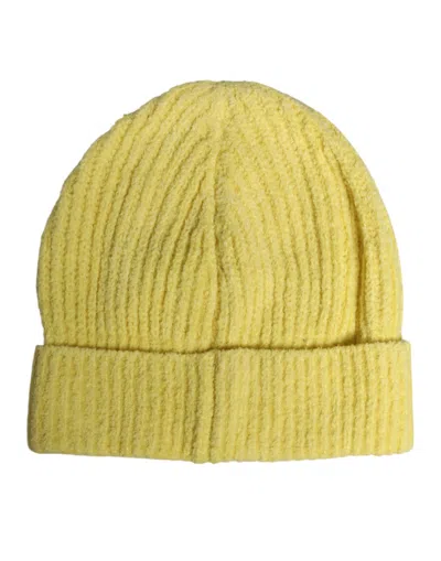 Dolce & Gabbana Yellow Cotton Knitted Winter Beanie Hat In Yellow