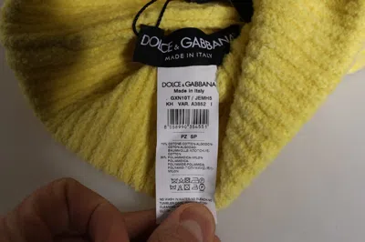 Dolce & Gabbana Yellow Cotton Knitted Winter Beanie Hat In Yellow