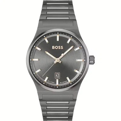 Hugo Boss Gray Stainless Steel Watch In Gray