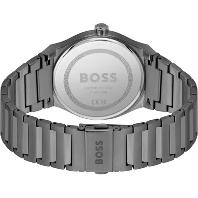 Hugo Boss Gray Stainless Steel Watch In Gray