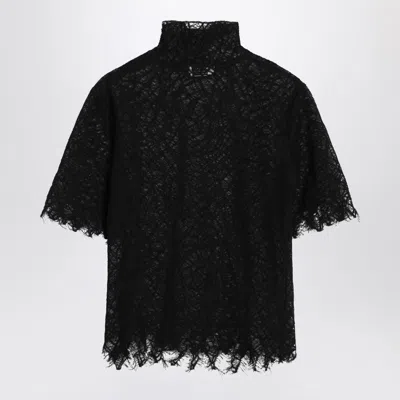 Alexander Mcqueen Black Knitted Cobweb Lace Top