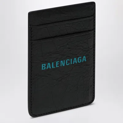 Balenciaga Black Vertical Card Holder With Logo Print Men