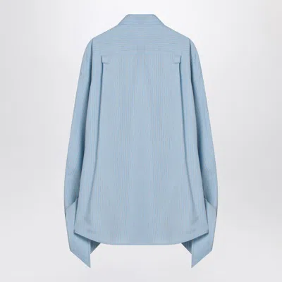 Balenciaga Women Embroidered Viscose Blend Oversize Shirt In Blue