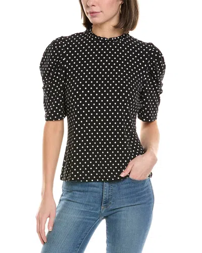 Cece Polka Dot Puff Sleeve Top In Black