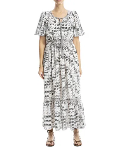 Max Studio Tie Neck Bubble Sleeve Tiered Maxi Dress In Black