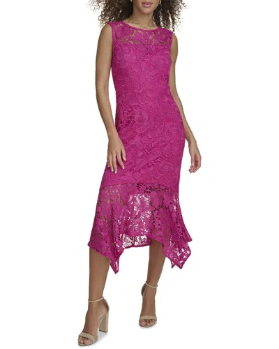 Kensie Chemical Lace Midi Dress In Pink