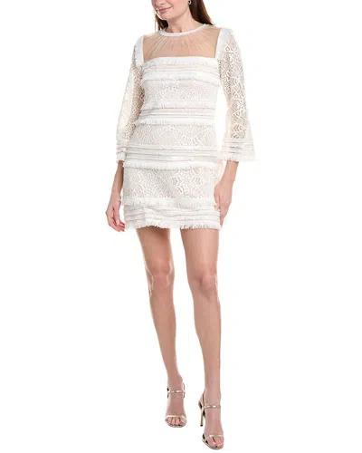 Tadashi Shoji Janie Lace Fringe Dress In White