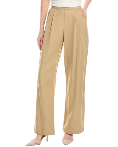 Enza Costa Twill Pleated Linen-blend Pant In Brown