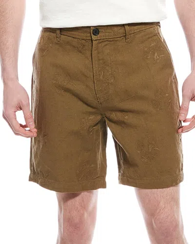 Billy Reid Pelican Gulf Embroidered Linen-blend Short In Green
