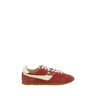 Autry Windspin Sneakers In Suede And Parrot Leather And Rutabaga In Red