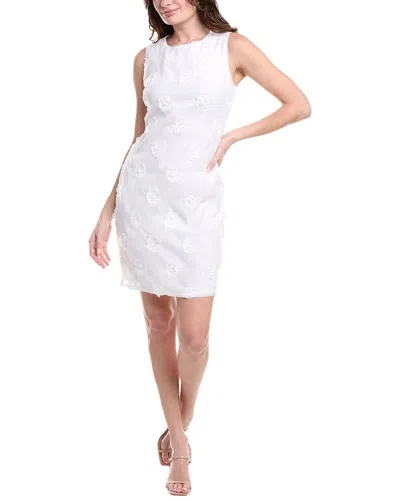 Nicole Miller Rose Applique Sheath Dress In White