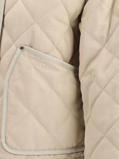 Burberry Diamond Quilted Buttoned Jacket In Beige