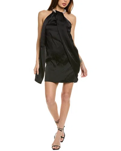 Stella Mccartney Silk-trim Mini Dress In Black