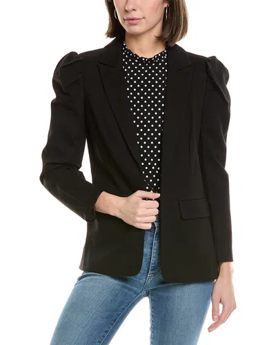 Cece Puff Shoulder Ponte Blazer In Black