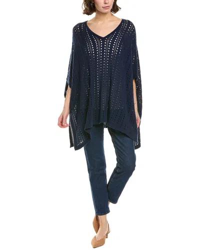 Bruno Magli Openwork Cover-up Poncho In Blue