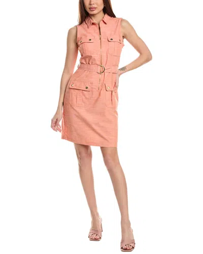Sharagano Womens Solid Chambray Shift Dress In Orange