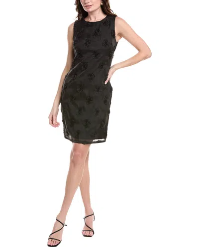 Nicole Miller Rose Applique Sheath Dress In Black