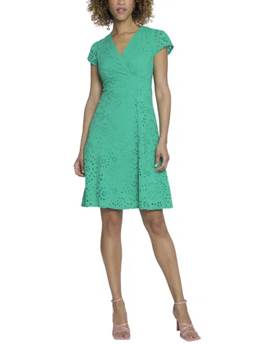 Maggy London Womens Surplice Eyelet Sundress In Green