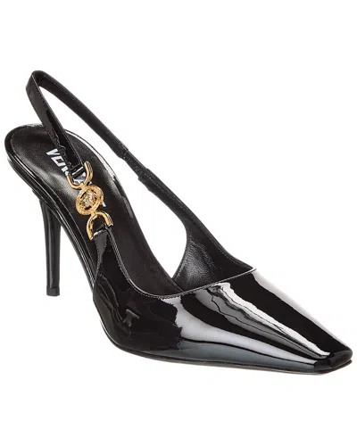 Versace Black Leather High Heel Pumps In Black