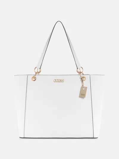 Guess Factory Zakaria Embossed Logo Tote In White