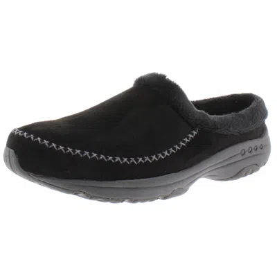 Easy Spirit Travel Slip 2 Womens Faux Fur Lined Slip On Mule Slippers In Black