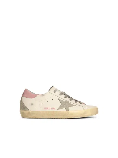 Golden Goose Super-star Used-effect Leather Sneakers With Suede Profiles In White