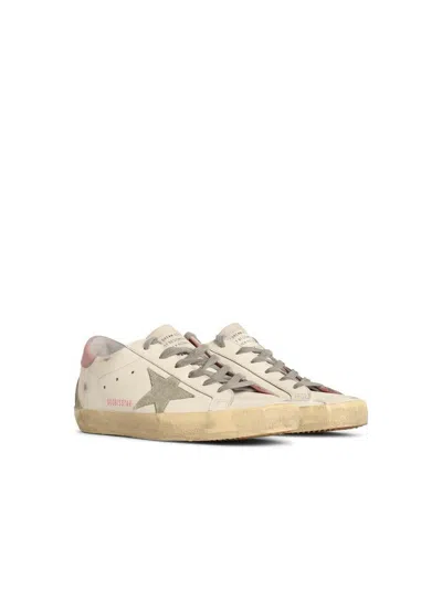 Golden Goose Super-star Used-effect Leather Sneakers With Suede Profiles In White