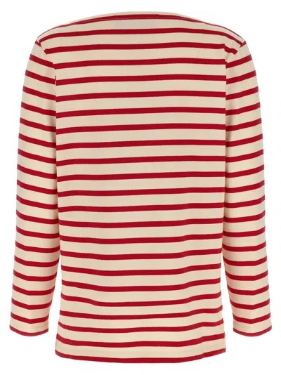 Valentino Womens Avorio Rosso Striped Brand-print Cotton-jersey T-shirt