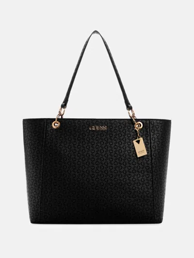 Guess Factory Zakaria Embossed Logo Satchel In Black