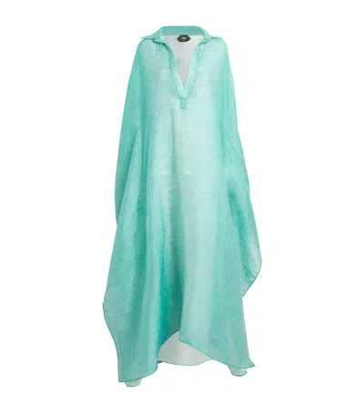 Taller Marmo 'caicos' Light Blue Kaftan With Front Neckline And Asymmetric Hem In Blue
