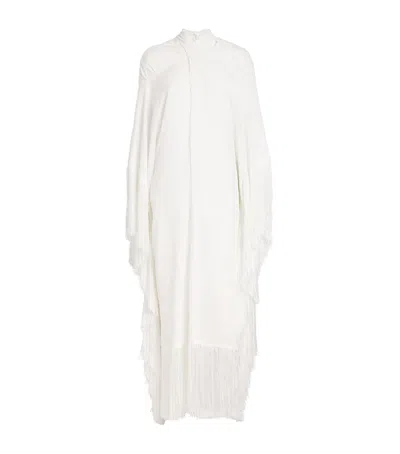 Taller Marmo Linen Kaftan With Fringed Scarf Detailing In White