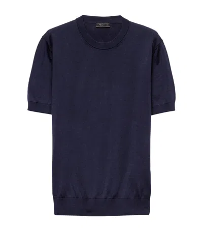 Prada Cotton T-shirt In Blue