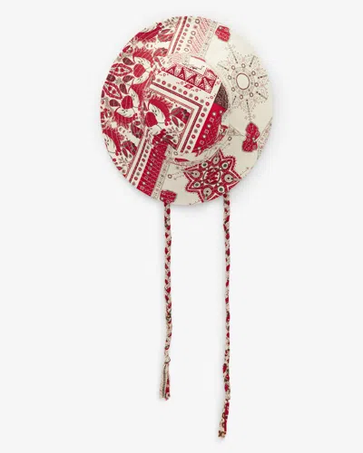 Isabel Marant Delya Hat In Red And Ecru