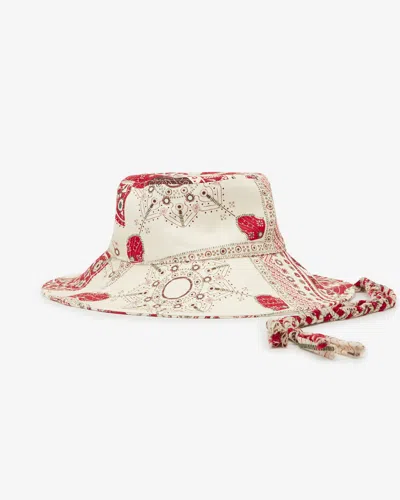 Isabel Marant Delya Hat In Red And Ecru