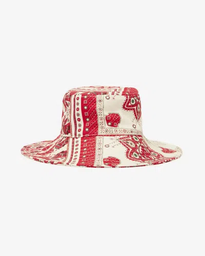 Isabel Marant Delya Hat In Red And Ecru