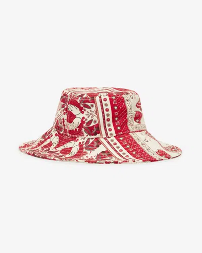 Isabel Marant Delya Hat In Red And Ecru