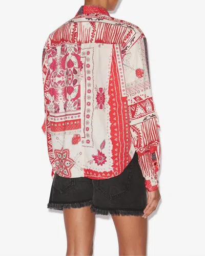 Isabel Marant Étoile Isabel Marant Etoile Nath Tied Cotton Voile Shirt In Red And Ecru