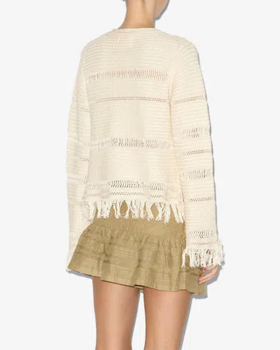 Isabel Marant Étoile Azilis Open Stitch Fringe Cotton Crewneck Sweater In Neutral
