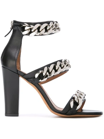 Givenchy Chain-embellished Sandals In Black Leather