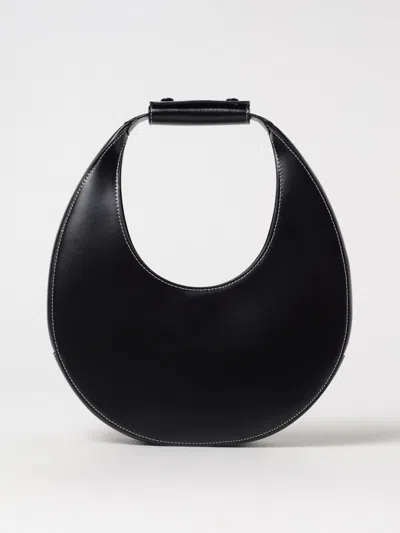 Staud Crescent Moon-shaped Mini Bag In Polished Black Leather In Black