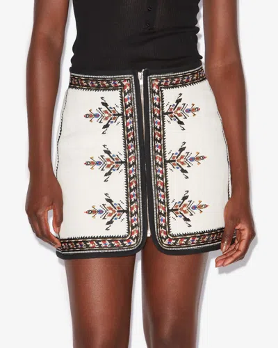 Isabel Marant Étoile Isabel Marant Etoile White Viscose Blend Zeria Mini Skirt In Multicolor
