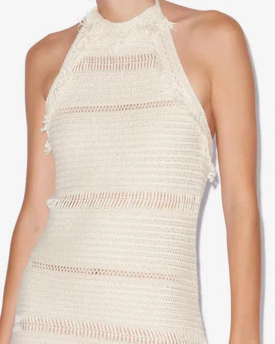 Isabel Marant Étoile 'aralia' White Dress With Round Collar On The Rear And Adjustable Shoulder Straps With Bows