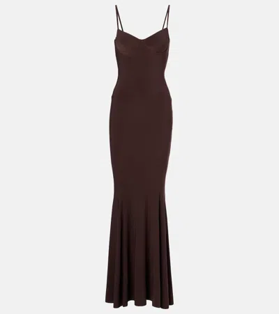 Norma Kamali Underwire Fishtail Gown In Chocolate