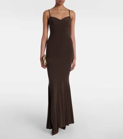 Norma Kamali Underwire Fishtail Gown In Chocolate