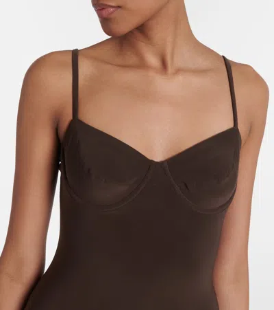 Norma Kamali Underwire Fishtail Gown In Chocolate