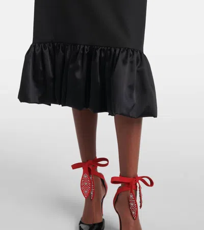 Valentino Black Midi Wool Dress With Bows