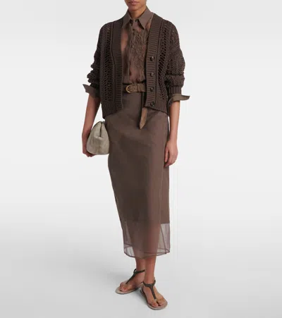 Brunello Cucinelli Woman Thong Sandal Dark Brown Size 8 Leather In White