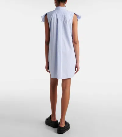 Sacai Striped Cotton Poplin Minidress In 458 L/blue Stripe