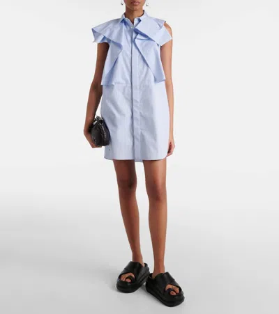 Sacai Striped Cotton Poplin Minidress In 458 L/blue Stripe